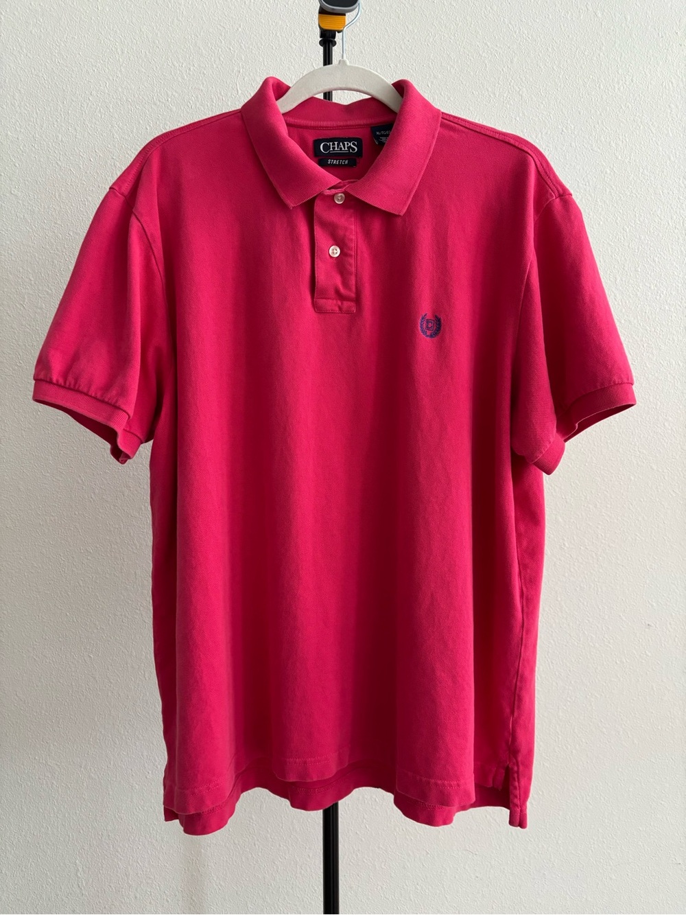 Chaps Stretch Polo Shirt Men’s Size XL Pink Pique Cotton Blend Short Sleeve